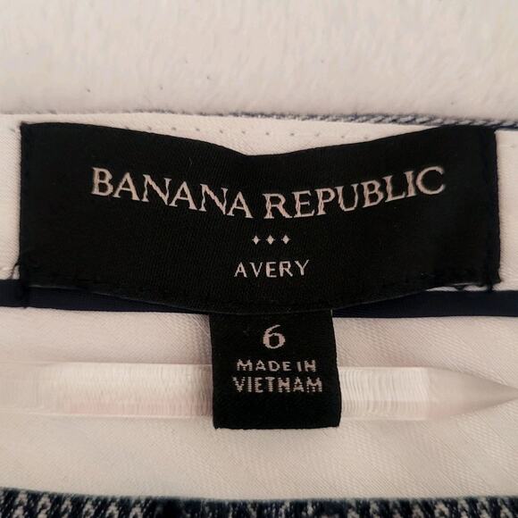 Banana Republic‎ Sz 6 Blue White Avery Herringbone Tie Waist Tailored Ankle Pant - Picture 5 of 8